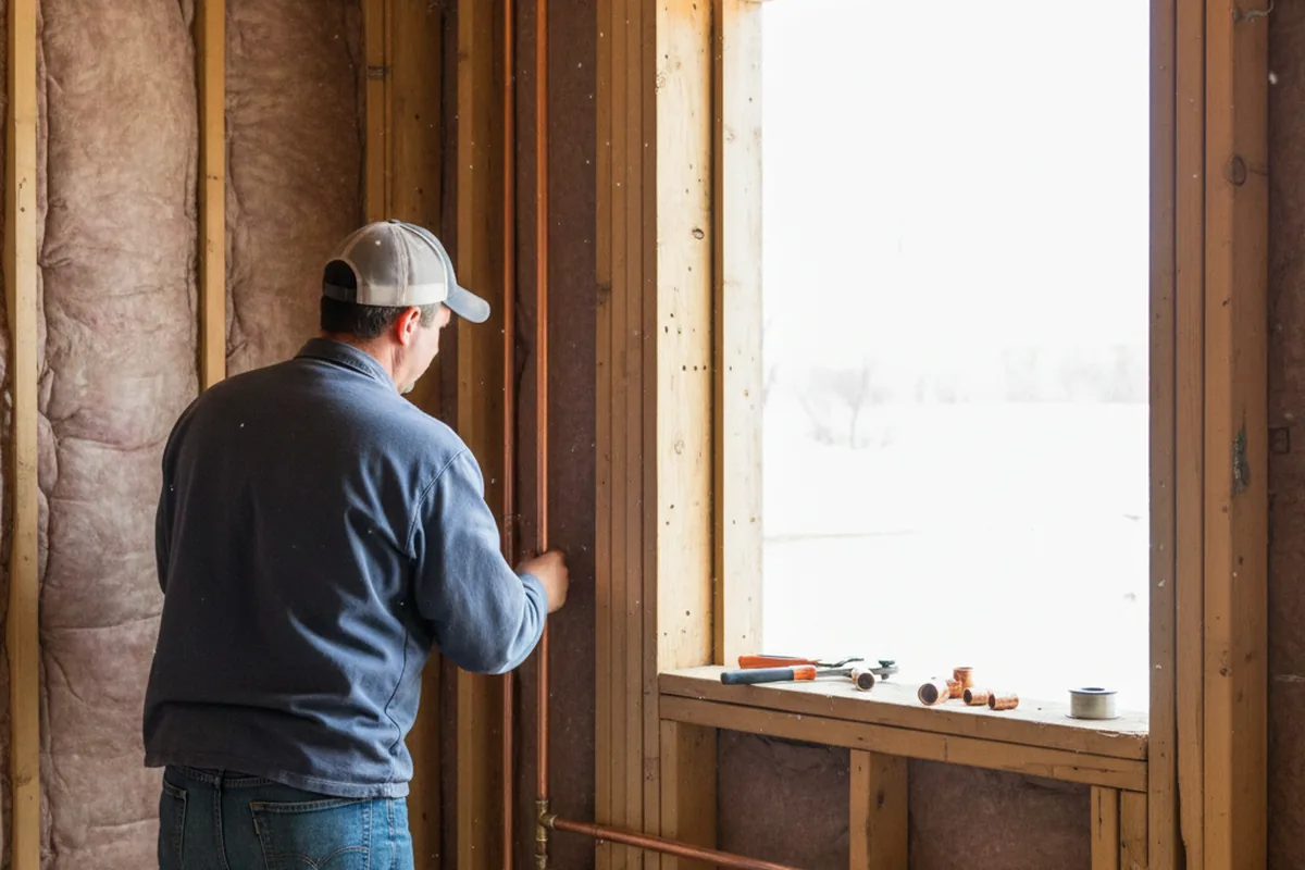 Licensed plumber running new copper supply lines in a Granite City home